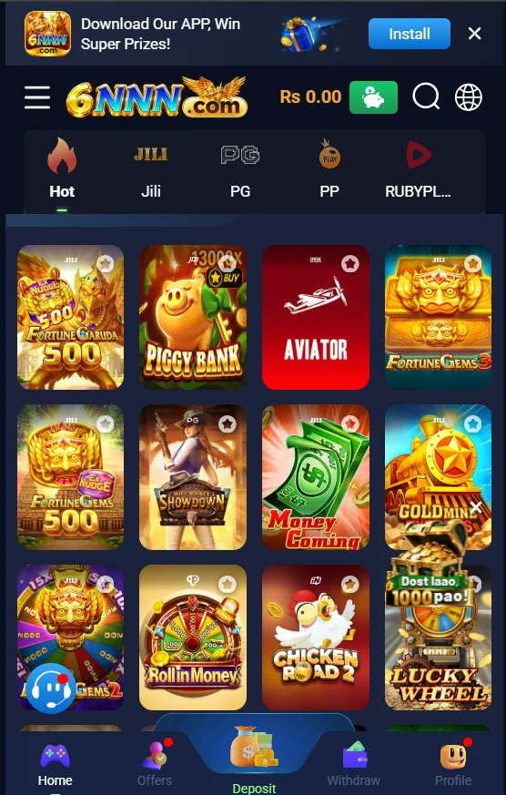 6nnn game user interface