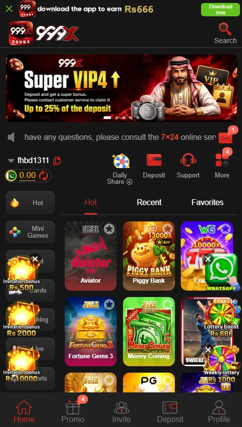 999x game user dashboard