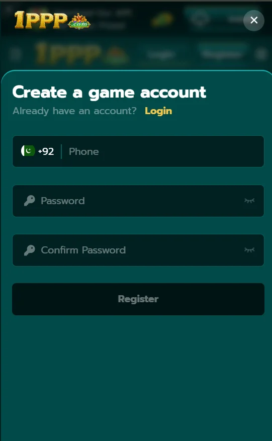 HF786 Game login screen for Android users
