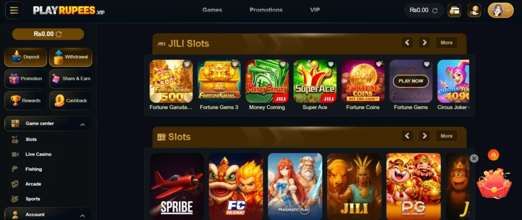 playrupees game home page games