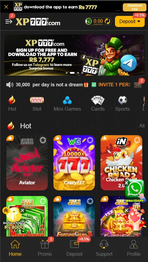 xp777 game home interface